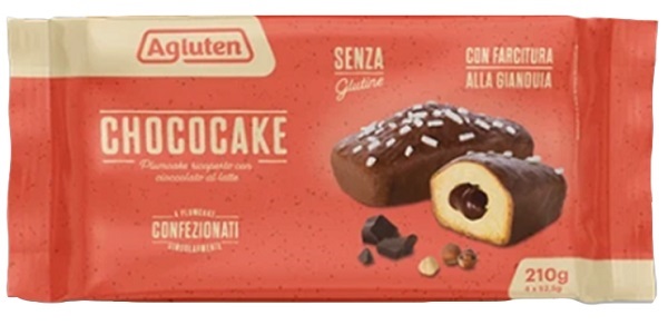 AGLUTEN CHOCOCAKE 4 PLUMCAKE RICOPERTI CON CIOCCOLATO AL LATTE CON FARCITURA ALLA GIANDUIA DA 52,5G - Farmacia Bartoli