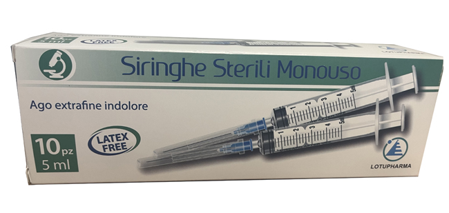 SIRINGA STERILE MONOUSO DA 5 ML LOTUPHARMA 10 PEZZI - Farmacia Bartoli