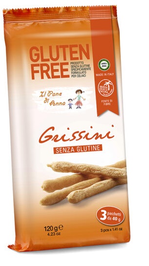 PANE ANNA GRISSINI SENZA GLUTINE E SENZA LATTE 3 PEZZI 40 G - Farmacia Bartoli