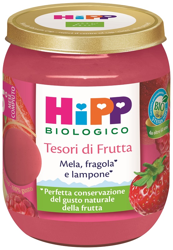 HIPP TESORI FRUTTA MELA FRAGOLA LAMPONE 160 G - Farmacia Bartoli