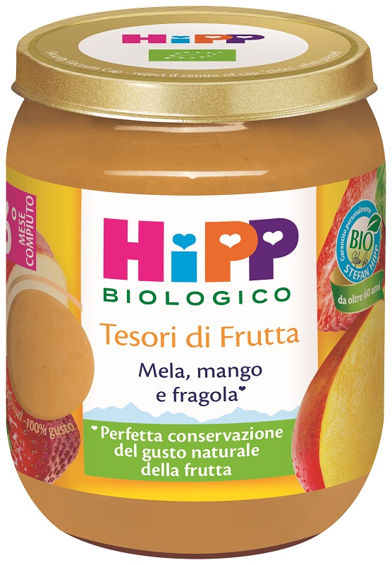 HIPP TESORI FRUTTA MELA MANGO FRAGOLA 160 G - Farmacia Bartoli