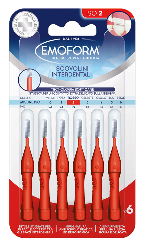 EMOFORM SCOVOLINO ISO 2 ROSSO 6 PEZZI - Farmacia Bartoli