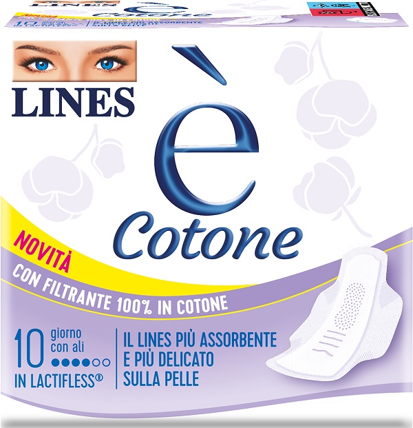 LINES E' COTONE ALI ASSORBENTE ESTERNO 10 PEZZI - Farmacia Bartoli