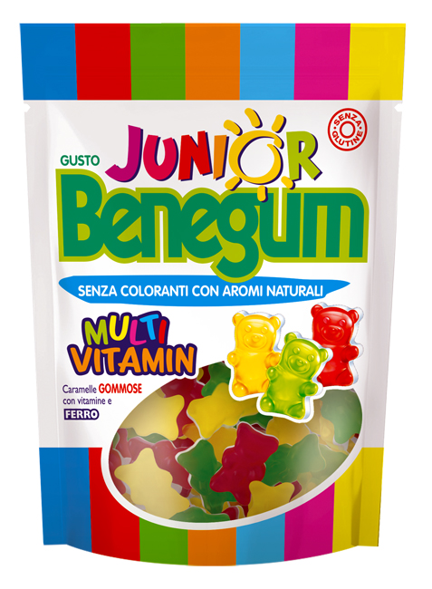 BENEGUM JUNIOR MULTIVITAMIN CARAMELLE GOMMOSE CON VITAMINE E FERRO 90 G - Farmacia Bartoli