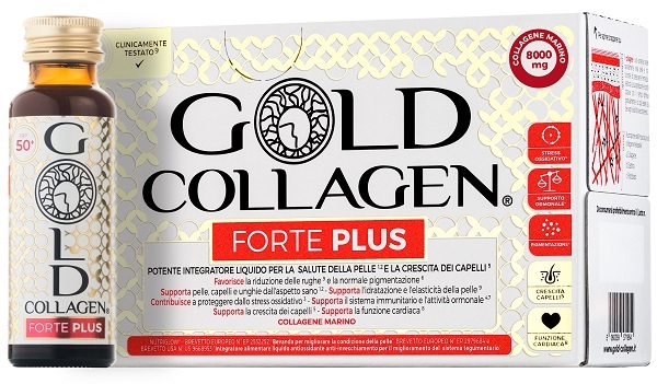 GOLD COLLAGEN FORTE PLUS 10 FLACONCINI DA 50 ML 8G COLLAGENE - Farmacia Bartoli