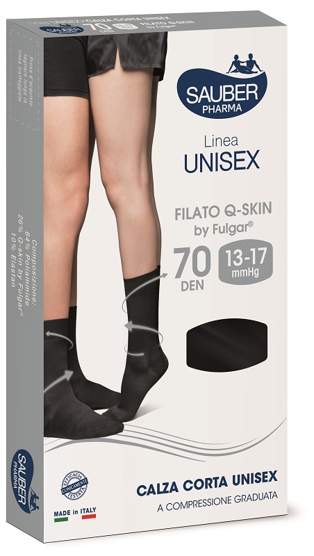 SAUBER PHARMA UNISEX QSKIN CALZA CORTA 70 NERO SMALL - Farmacia Bartoli