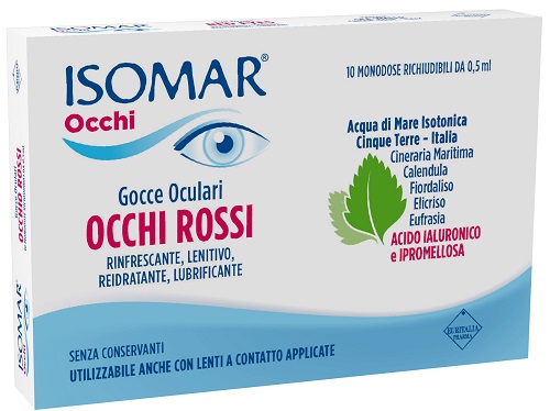 ISOMAR OCCHI ROSSI GOCCE OCULARI ACIDO IALURONICO 0,20% 10 FLACONCINI - Farmacia Bartoli