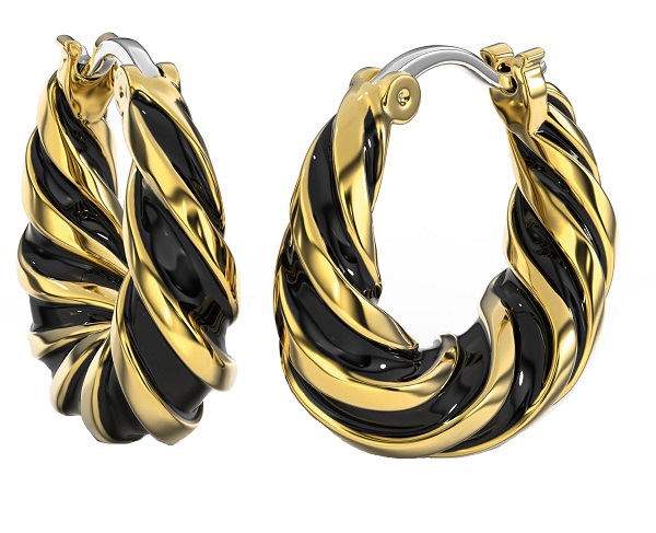BJT365 ORECCHINO ALARA BLACK GOLD PLATED - Farmacia Bartoli