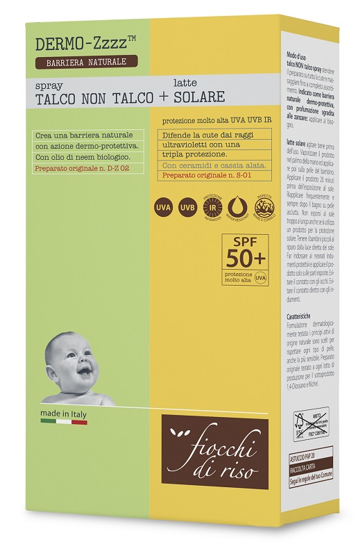 FIOCCHI DI RISO BIPACCO TALCO NON TALCO SPRAY 100 ML + LATTE SOLARE 50+ 140 ML - Farmacia Bartoli