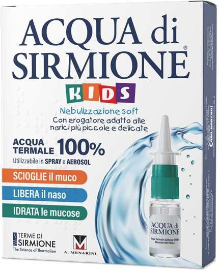 ACQUA DI SIRMIONE KIDS NEBULIZZAZIONE SOFT ACQUA TERMALE 100% 6 FLACONCINI PLURIDOSE DA 15 ML - Farmacia Bartoli