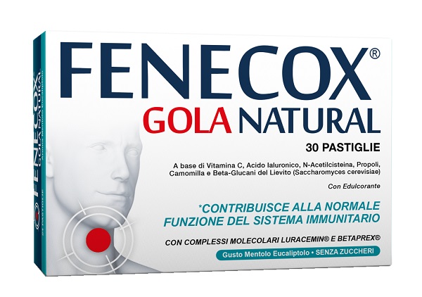 FENECOX GOLA NATURAL MENTOLO EUCALIPTOLO 30 PASTIGLIE CON EDULCORANTE SENZA ZUCCHERI SENZA GLUTINE NATURALMENTE PRIVO DI LATTOSIO - Farmacia Bartoli